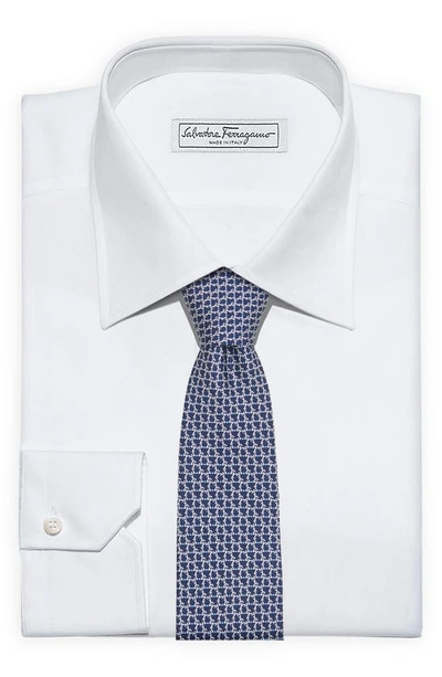 Shop Ferragamo Gancini Print Silk Tie In F.navy