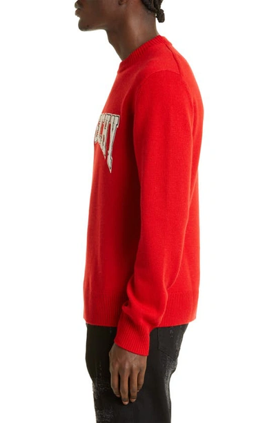 Shop Givenchy Embroidered Logo Wool & Cashmere Sweater In Red/ White
