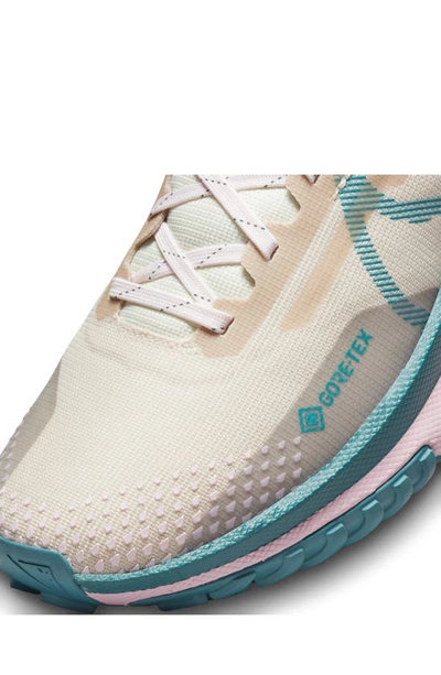 Nike React Pegasus Trail 4 Gore-tex® Waterproof Running Shoe In Sanddrift/ Teal/ Coco Milk