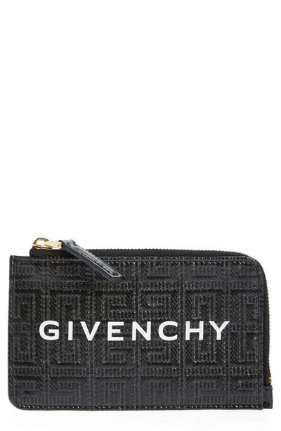 Shop Givenchy G Cut Zip Coated Canvas & Leather Card Case In Black