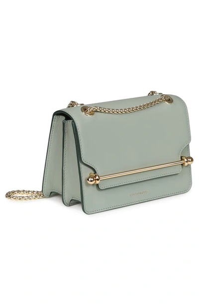 Shop Strathberry Mini East/west Leather Shoulder Bag In Seagrass