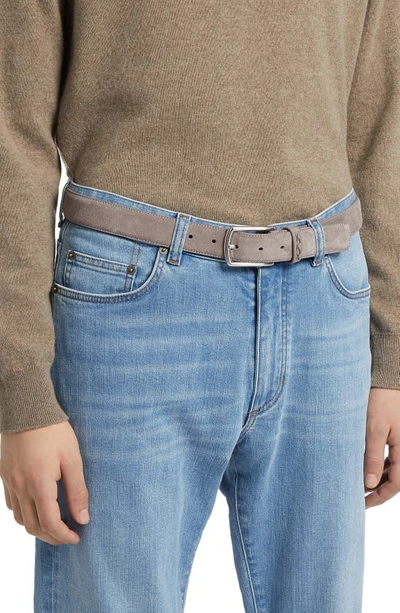 Zegna Luxe Leather Belt In Grey