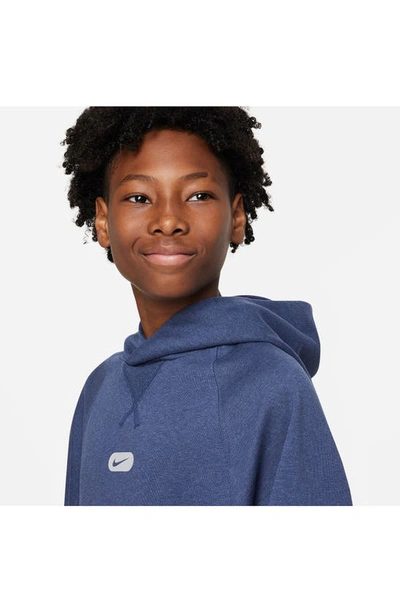 Shop Nike Kids' Dri-fit Fleece Training Hoodie In Midnight Navy/ Htr/ Grey