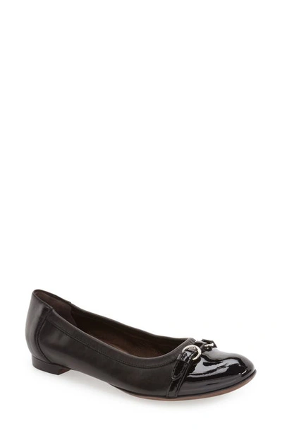 Shop Agl Attilio Giusti Leombruni Monika Cap Toe Ballet Flat In Black With Silver Buckle