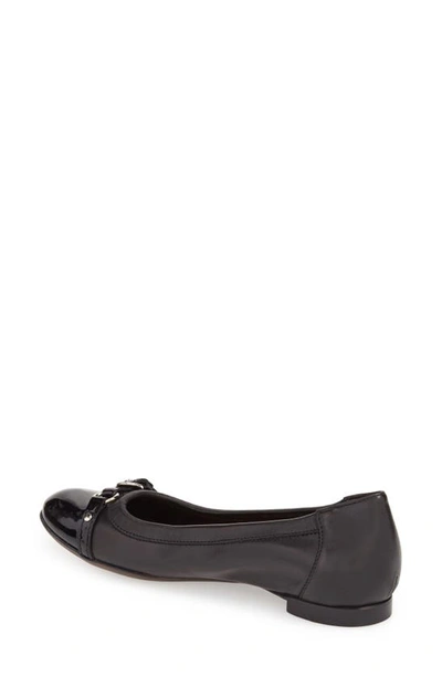 Shop Agl Attilio Giusti Leombruni Monika Cap Toe Ballet Flat In Black With Silver Buckle