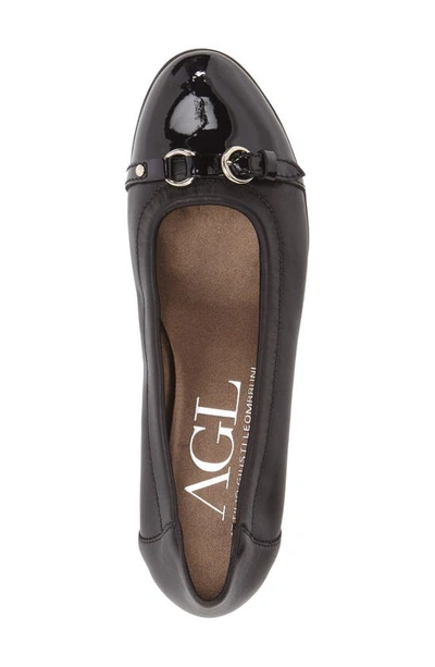Agl Attilio Giusti Leombruni Monika Cap Toe Ballet Flat In Black With Silver Buckle