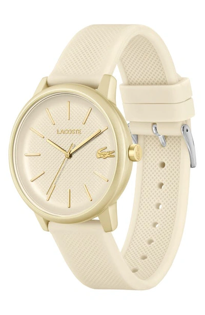 Shop Lacoste 12.12 Move Silicone Strap Watch, 42mm In Ivory