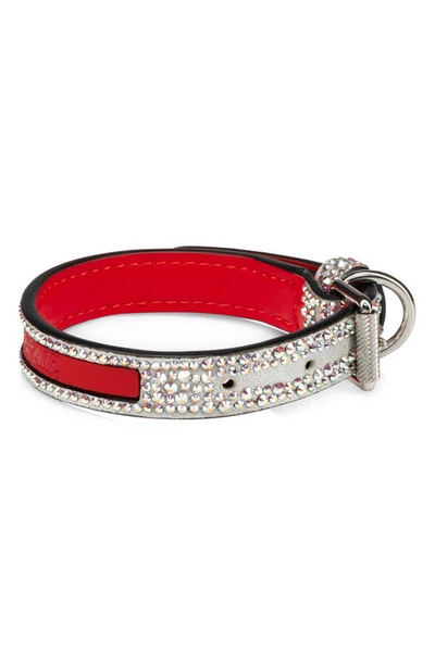 CHRISTIAN LOUBOUTIN X-SMALL LOUBICOLLAR EMBELLISHED LEATHER PET COLLAR 