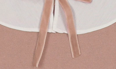Shop Maniere Poplin Collar Long Sleeve Top & Footie Pants In Mauve