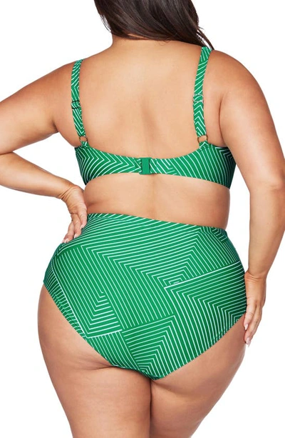 Shop Artesands Linear Perspective Delacroix Bikini Top In Green