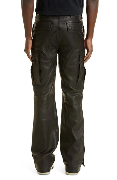 Shop Amiri Leather Flare Cargo Pants In Black