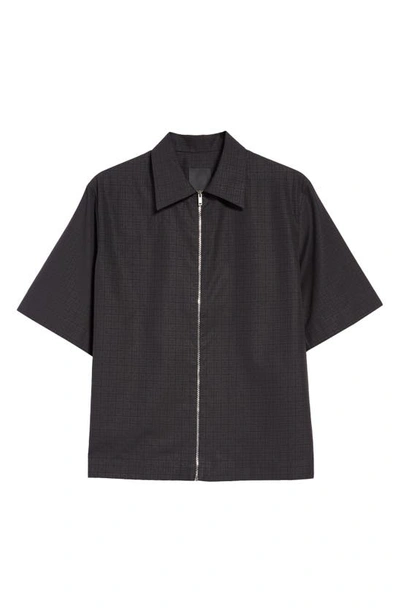 Shop Givenchy Boxy Logo Print Zip Shirt In Black