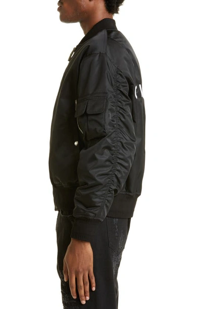 Shop Givenchy Wool Felt Bomber Jacket In Black