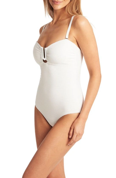 Sea Level U-bar Bandeau One-piece Swimsuit In White