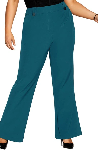 Shop City Chic Tuxe Luxe High Waist Pants In Jade