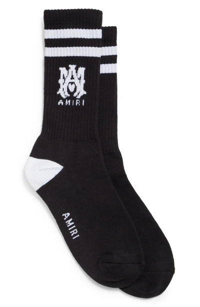 Shop Amiri M.a. Logo Crew Socks In Black