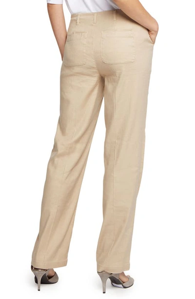 Nydj Marilyn Linen Blend Straight Leg Pants In Feather