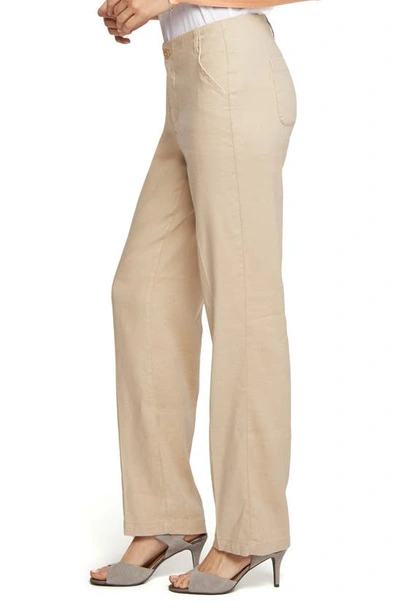 Nydj Marilyn Linen Blend Straight Leg Pants In Feather