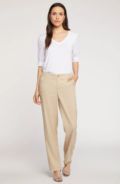 Nydj Marilyn Linen Blend Straight Leg Pants In Feather