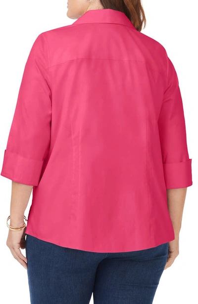 Shop Foxcroft 'taylor' Three-quarter Sleeve Non-iron Cotton Shirt In French Rose