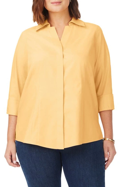 Shop Foxcroft 'taylor' Three-quarter Sleeve Non-iron Cotton Shirt In Warm Sun