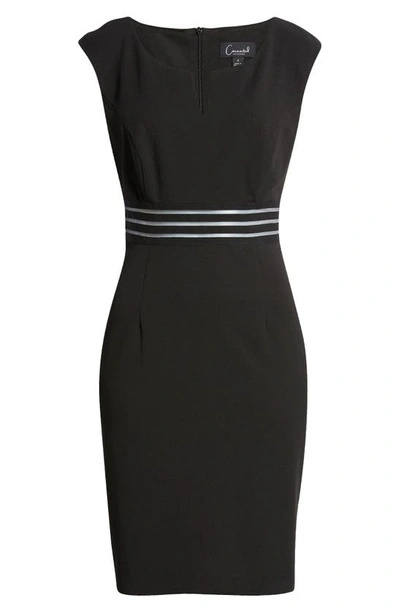 Shop Connected Apparel Cap Sleeve Waist Trim Sheath Dress In Black