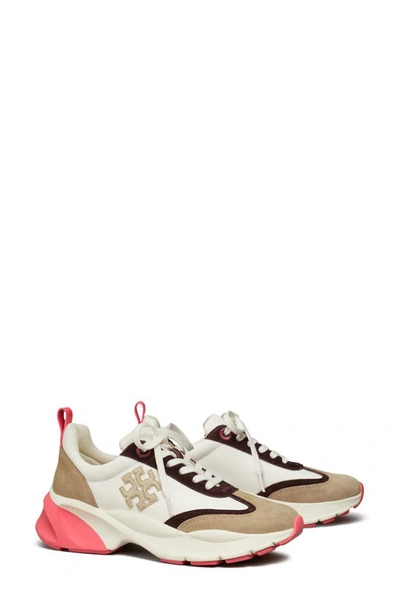 Tory Burch Good Luck Trainer Sneaker In New Ivory/ Taupe