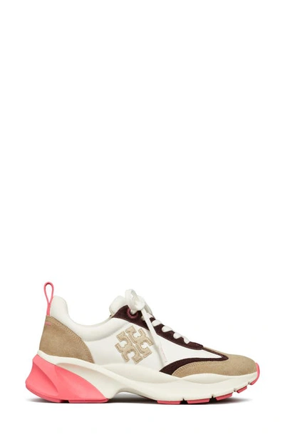 Tory Burch Good Luck Trainer Sneaker In New Ivory/ Taupe