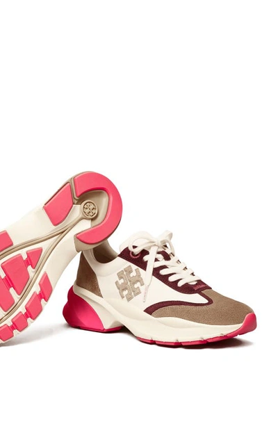 Tory Burch Good Luck Trainer Sneaker In New Ivory/ Taupe