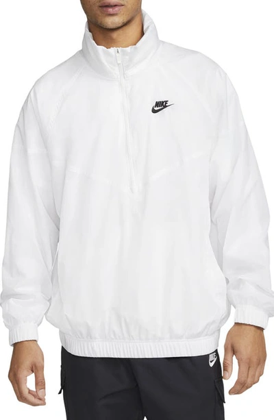 Shop Nike Water Repellent Half Zip Pullover In White/ Black