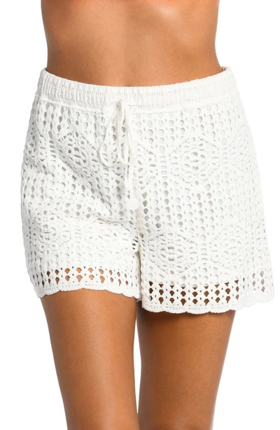 Shop La Blanca Waverly Cotton Cover-up Shorts In Ivory