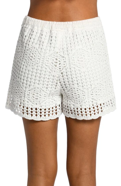 La Blanca Waverly Cotton Cover-up Shorts In Ivory
