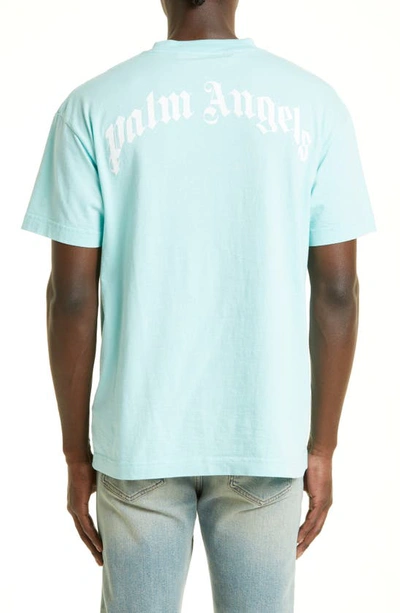 Shop Palm Angels Shark Graphic Tee In Light Blue Whit