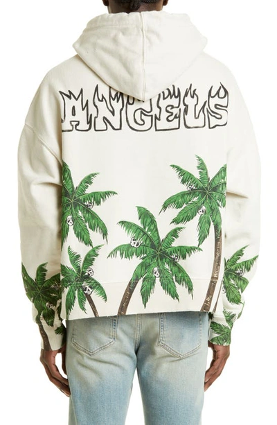 Shop Palm Angels Palms & Skulls Logo Graphic Hoodie In White Green