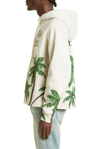 Shop Palm Angels Palms & Skulls Logo Graphic Hoodie In White Green