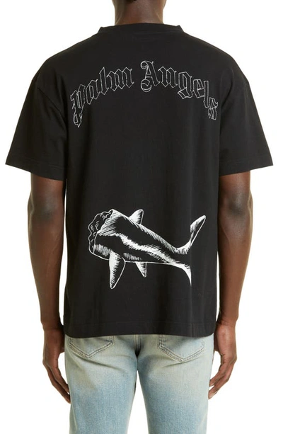 Shop Palm Angels Broken Shark Classic Cotton Graphic Tee In Black Off White