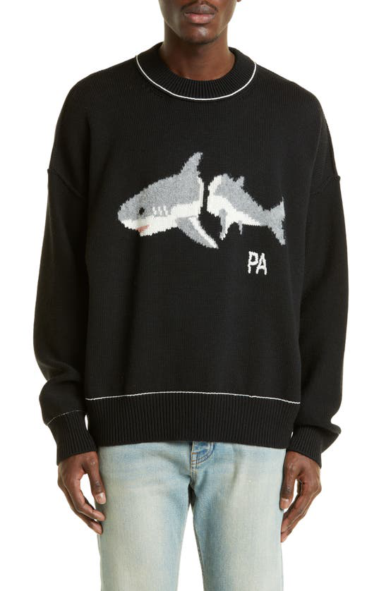 Palm Angels Shark Wool Knit Sweater Black/Light Grey