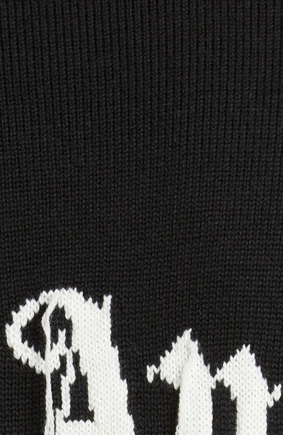 Shop Palm Angels Shark Wool Crewneck Sweater In Black Light Grey