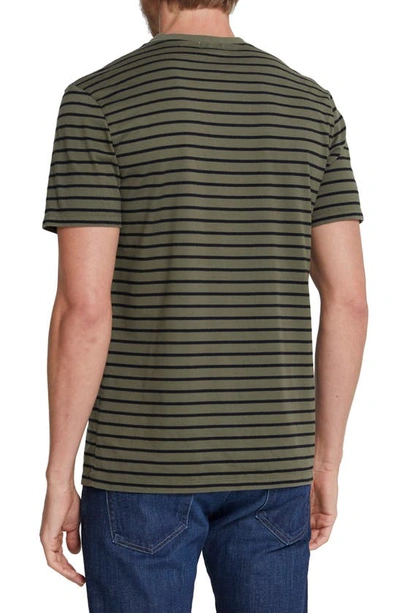 Shop Ag Bryce Stripe Crewneck Cotton T-shirt In Dark Algae/ True Black