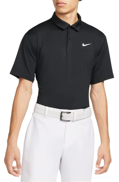 Shop Nike Dri-fit Tour Solid Golf Polo In Black/ White