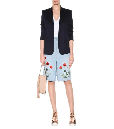 Shop Stella Mccartney Embroidered Denim Skirt