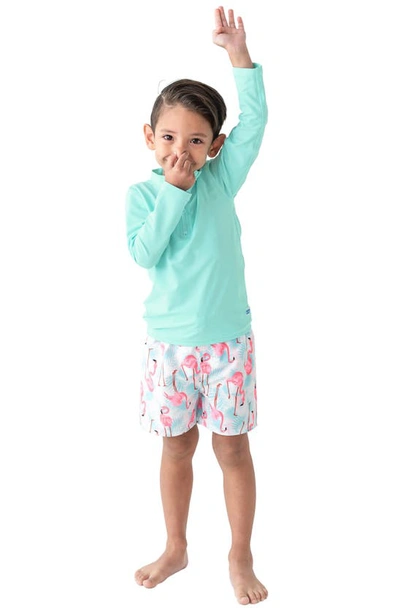 Ruggedbutts Kids' Flamingo Swim Trunks In White