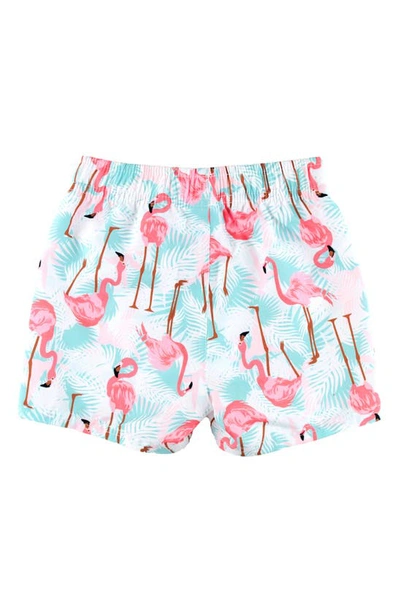 Shop Ruggedbutts Kids' Flamingo Swim Trunks In White
