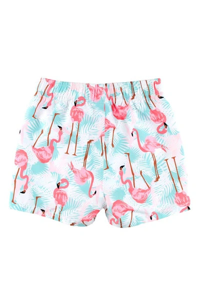 Ruggedbutts Kids' Flamingo Swim Trunks In White