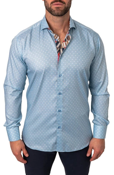 Shop Maceoo Einstein Comet Blue Contemporary Fit Button-up Shirt