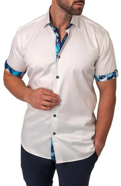 Shop Maceoo Galileo Baseball White Short Sleeve Button-up Shirt