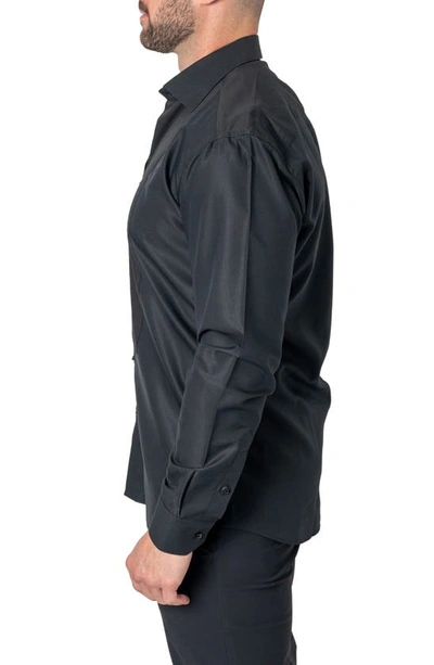 Maceoo Fibonacci Solid Contemporary Fit Button-up Shirt In Black