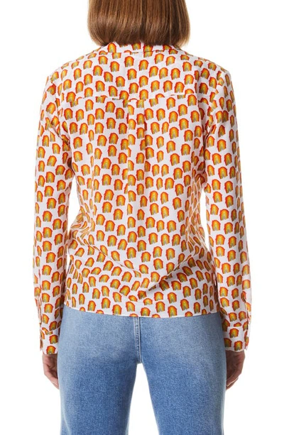 Shop Alice And Olivia Willa Abstract Print Silk Button-up Shirt In World Love