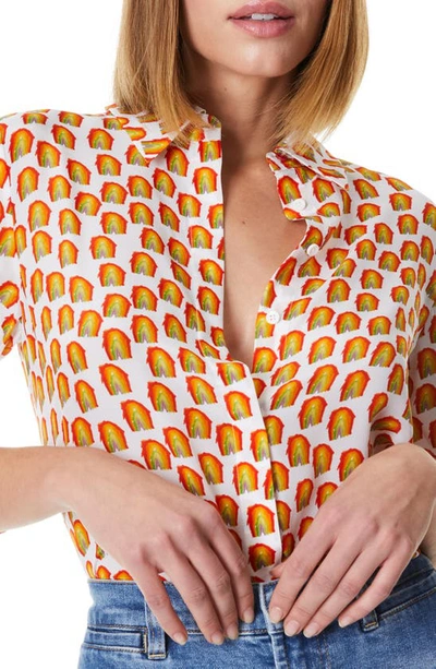 Alice And Olivia Willa Strawberry Printed Button-front Shirt In World Love