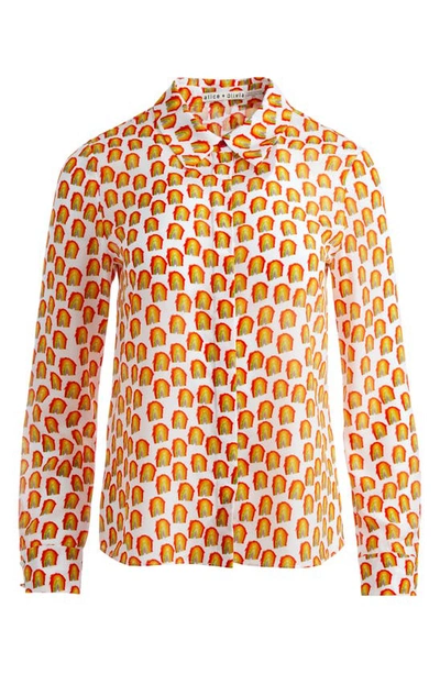 Alice And Olivia Willa Strawberry Printed Button-front Shirt In World Love